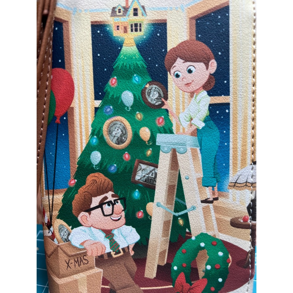 Loungefly Pixar Up Carl Ellie Christmas Wristlet Wallet Cream Holiday Gift NWOT